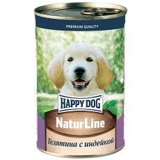 Happy Dog NaturLine / Консервы Хэппи Дог для Щенков Телятина с индейкой (цена за упаковку, Россия)