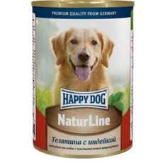 Happy Dog NaturLine / Консервы Хэппи Дог для собак Телятина с индейкой (цена за упаковку, Россия)