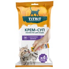 Titbit Лакомый кусочек / Лакомство Титбит для кошек Крем-суп с кусочками Кролика (цена за упаковку)