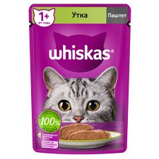 Whiskas / Паучи Вискас для взрослых кошек Утка паштет (цена за упаковку)