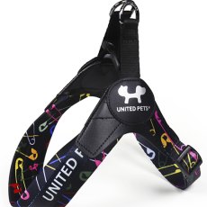 United Pets Complete me / Шлейка Юнайтед Петс для собак черный с разноцветными булавками