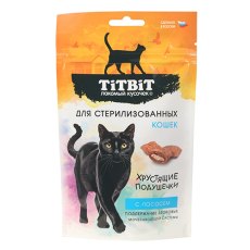 Titbit Хрустящие подушечки / Лакомство Титбит для Стерилизованных кошек с Лососем