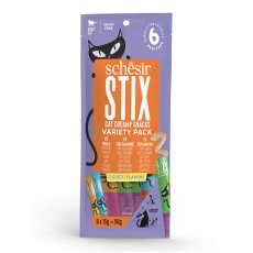 Schesir Stix Pouch Treats Mix Chicken Duck Salmon / Крем-лакомство Шезир для кошек Микс Курица Утка Лосось