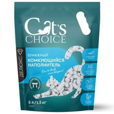 Cats Choice / Бумажный Комкующийся растительный наполнитель Кэт Чойс для кошачьего туалета с цветовым индикатором комка