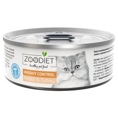 Zoodiet Weight Management Rabbit & Turkey / Консервы Зоодиет для кошек Контроль веса Кролик индейка (цена за упаковку)
