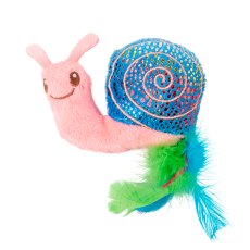Mr.Kranch / Игрушка Мистер Кранч для кошек плюшевая с кошачьей мятой и перышками Улитка розовая