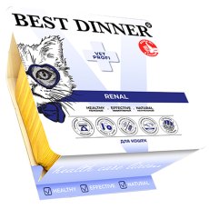 Best Dinner Vet Profi Renal / Влажный полнорационный диетический паштет Бест Диннер Ламистеры для кошек с Ягненком Поддержание здоровья почек (Цена за упаковку)