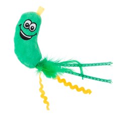 Mr.Kranch / Игрушка Мистер Кранч для кошек плюшевая с кошачьей мятой и перышками Огурчик зеленая