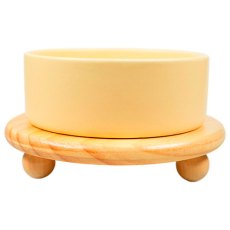 Mr.Kranch Bamboo / Миска Мистер Кранч Керамическая желтая на бамбуковой подставке