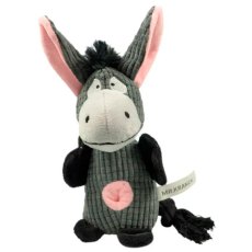 Mr.Kranch / Игрушка Мистер Кранч для собак Ослик плюшевый с канатиками пищалкой и карманом под лакомство серый