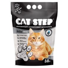 Cat Step Arctic Black&White / Силикагелевый наполнитель Кэт Степ для кошачьего туалета с Черными гранулами