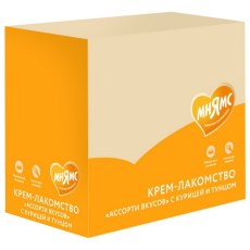 Мнямс Крем-лакомство для кошек и котят с 4 месяцев Ассорти вкусов с курицей и тунцом (цена за упаковку) Мнямс Крем-лакомство для кошек и котят с 4 месяцев Ассорти вкусов с курицей и тунцом (цена за упаковку)