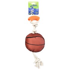 Pet Star / Игрушка Пет Стар для собак МЯЧ БАСКЕТБОЛЬНЫЙ с канатом и пищалкой, текстиль