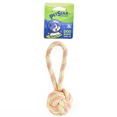 Pet Star / Игрушка Пет Стар для собак МЯЧ с веревкой бежевый, текстиль