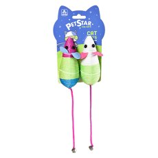 Pet Star / Игрушка Пет Стар для кошек МЫШКИ набор 2шт, капроновая нить