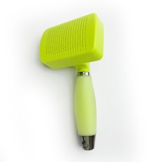 Pet Star / Расческа-триммер Пет Стар с кнопкой для самоочистки с силиконовой ручкой