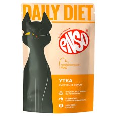 Enso / Влажный корм Энсо Паучи для взрослых кошек Профилактика МКБ Утка Кусочки в соусе (цена за упаковку)