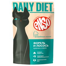 Enso / Влажный корм Энсо Паучи для взрослых привередливых кошек Форель Лосось Кусочки в соусе (цена за упаковку)