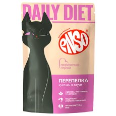 Enso / Влажный корм Энсо Паучи для взрослых кошек Профилактика стресса Перепелка Кусочки в соусе (цена за упаковку)
