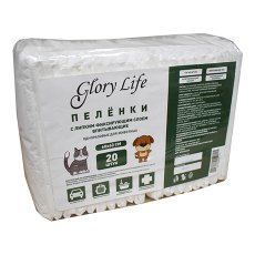 Glory Life / Пеленки Глори Лайф для животных с Липким фиксирующим слоем Одноразовые Белые Glory Life / Пеленки Глори Лайф для животных с Липким фиксирующим слоем Одноразовые Белые