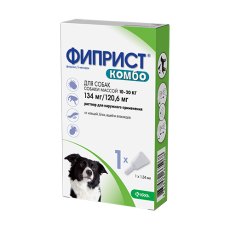 Krka Фиприст Комбо Капли на холку для собак весом от 10 до 20 кг от Иксодовых клещей, блох, вшей и власоедов