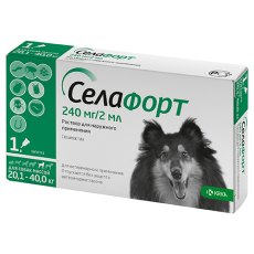 Krka Селафорт Капли на холку для собак весом от 20,1 до 40кг от Внешних и внутренних паразитов
