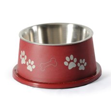 Camon / Миска Камон на пластике с антискользящим кольцом Лапки Красная