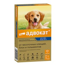 Elanco Адвокат 400 / Капли на холку от Чесоточных Клещей, Блох и Гельминтов для собак весом 25-40 кг Elanco Адвокат 400 / Капли на холку от Чесоточных Клещей, Блох и Гельминтов для собак весом 25-40 кг