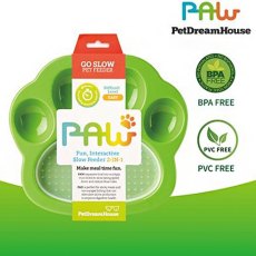 PetDreamHouse Paw 2-in-1 Mini Slow Feeder & Lick Pad Green Easy / Миска ПетДримХаус Лапа Мини 2в1 для собак и кошек для медленного кормления 200г