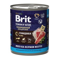 Brit Premium by Nature / Консервы Брит для собак всех пород Говядина и рис (цена за упаковку) Новинка