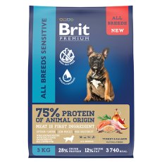 Brit Premium All Breeds Sensitive Turkey & Salmon / Сухой корм Брит Премиум для взрослых собак всех пород с Чувствительным пищеварением Индейка Лосось