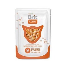 Brit Care Chicken & Cheese / Паучи Брит для кошек Курица и сыр (цена за упаковку)