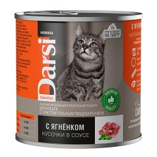 Darsi Sensitive / Консервы Дарси для взрослых кошек с Чувствительным пищеварением Кусочки в соусе Ягненок (цена за упаковку)