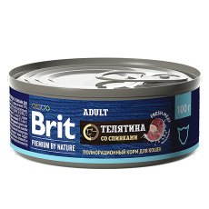 Brit Premium by Nature Adult / Консервы Брит для взрослых кошек Телятина со сливками (цена за упаковку)