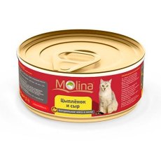 Molina / Консервы Молина для кошек Цыпленок с сыром в желе (цена за упаковку)