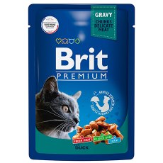 Brit Premium Gravy Duck / Паучи Брит Премиум для кошек Утка в соусе (цена за упаковку)