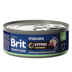 Brit Premium by Nature Sterilised / Консервы Брит для Стерилизованных кошек Курица и печень (цена за упаковку)