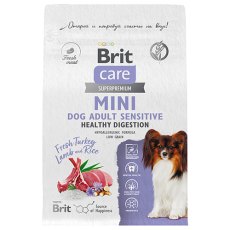 Brit Care Mini Adult Sensitive Healthy Digestion / Сухой корм Брит для взрослых собак Мелких пород с Чувствительным пищеварением Индейка ягненок