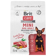 Brit Care Mini Adult Delicious Taste / Сухой корм Брит для взрослых Привередливых собак Мелких пород Индейка утка