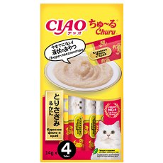 Inaba Ciao Churu Сhicken with Crab / Лакомство-пюре Инаба для кошек Куриное филе и краб