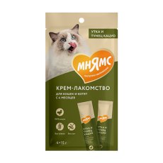 Мнямс Крем-лакомство для кошек с Уткой и Тунцом Кацуо Мнямс Крем-лакомство для кошек с Уткой и Тунцом Кацуо