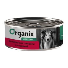 Organix / Консервы Органикс для собак Заливное из говядины с черникой (цена за упаковку)