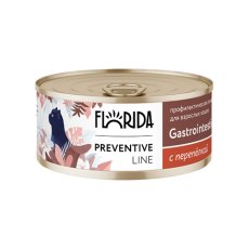 Florida Preventive Line Gastrointestinal / Влажный корм Консервы Флорида для кошек при Расстройствах Пищеварения с Перепёлкой (цена за упаковку)