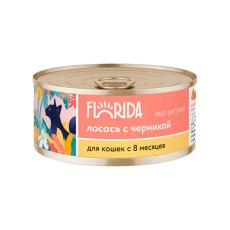 Florida / Влажный корм Консервы Флорида для кошек Лосось с черникой (цена за упаковку)