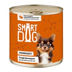 Smart Dog / Консервы Смарт Дог для взрослых собак и щенков Кусочки Индейки с перепелкой в нежном соусе (цена за упаковку)