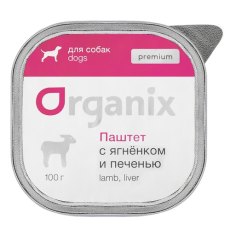 Organix Premium / Консервы Органикс для собак 65% Паштет с ягненком и печенью (цена за упаковку)
