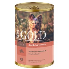 NERO GOLD Adult Strip Beef steak / Консервы Hеро Голд для собак Говяжьи отбивные (цена за упаковку)