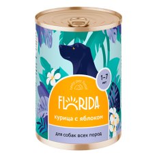 Florida / Влажный корм Консервы Флорида для собак всех пород Курица с яблоком (цена за упаковку)