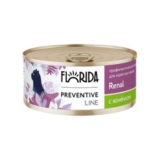 Florida Preventive Line Renal / Влажный корм Консервы Флорида для кошек Профилактика ХПН с Ягненком(цена за упаковку)
