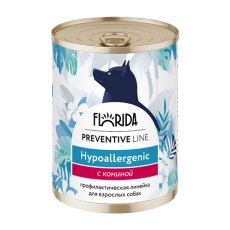 Florida Preventive Line Hypoallergenic / Влажный корм Консервы Флорида для собак при Пищевой аллергии с Кониной (цена за упаковку)